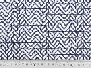 elastische Baumwolle grafisches Muster Quadrate, wei� dunkelblau