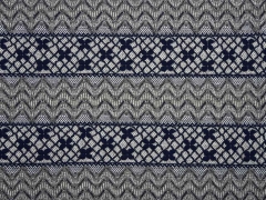 Strick Jacquard Streifenbord�ren, grau blau