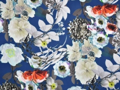 Blusenstoff Blumen, blau