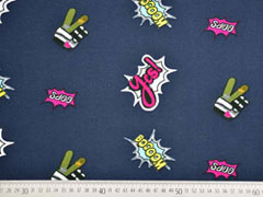 Jersey Digitaldruck Patches, pink dunkelblau