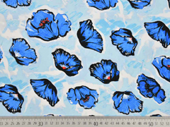 Viskose Javanaise Klatschmohn, blau weiss