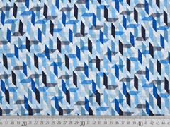 Viskosejersey grafisches Muster, wei� blau
