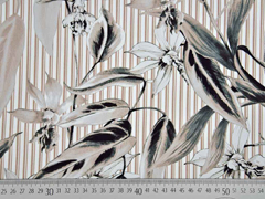 Baumwollsatin elastisch Streifen Blumen beige gr�n