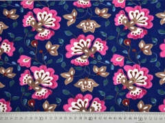 RESTST�CK 81 cm weicher Flanell Kelchblumen, pink dunkelblau