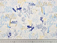 Bio-Jersey Katzen Hasen Kreidelook blau ocker