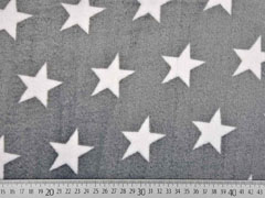 Wellness Fleece Flanell Jacquard Sterne, mittelgrau