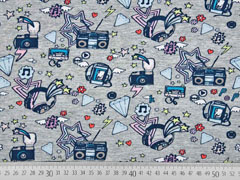 Jersey Kassettenrekorder Musik, grau-meliert