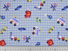 weicher Flanell Fahrzeuge Karo, hellblau