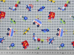 weicher Flanell Fahrzeuge Karo, hellgrau