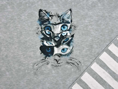 Jersey Panel Katzenaugen 2 in 1 , grau-meliert