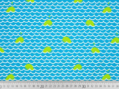 Badestoff Badeanzugstoff Wellen Fische, t�rkis