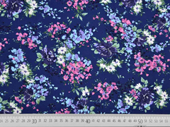 Baumwolle Blumenstr�u�e, dunkelblau pink hellblau