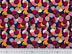 RESTST�CK 92 cm Viskose mittlere Kreise,weinrot rosa senf