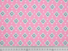 beschichteter Baumwollstoff Blumen, rosa