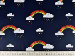 Regenmantelstoff Regenbogen Wolken, dunkelblau