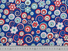 Jersey Kreise Blumen, dunkelblau