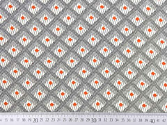 leichte Viskose Striche Rauten, rostrot ecrue