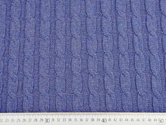 Strickstoff 100% Baumwolle Zopfmuster, jeansblau melange