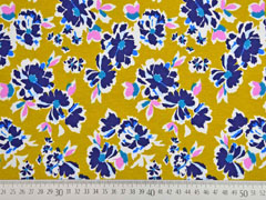 RESTST�CK 88 cm Jersey Blumen Finlayson, senfgelb