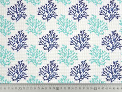 Waffelpiqu� Frottee Korallen, dunkelblau aquamarin wei�