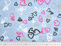 leichter Jeansstoff Herzen, hellblau
