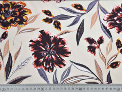 Viskose gro�e Blumen, braun orange hellbeige