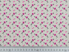 Beschichtete Baumwolle Blumen mit Bl�ttern, pflaume hellbeige