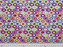 Baumwollstoff Retromuster Tropfen, dunkelpink navy grau