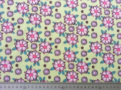 Baumwolle Blumen - rosa auf hellgelb