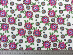 Baumwolle Blumen - pink auf cremeweiss