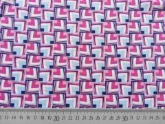 Restst�ck 35cm Voile Viskose bunte Quadrate - hellblau/pink