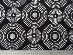 Bestickte Baumwolle Voile Kreise weiss auf schwarz
