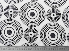 RESTST�CK 79cm Bestickte Voile Kreise schwarz auf weiss