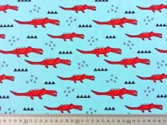 Jersey Origami Krokodile - hellblau