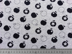 Jersey Cool Apples, schwarz auf grau melange