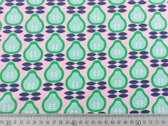 RESTST�CK 47 cm Jersey Retro Birnen, hellgr�n auf rosa