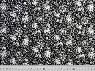 Baumwolle Blumen & Ranken, schwarz