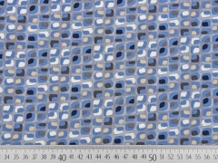 Viskose Quadrate kleingemustert, jeansblau