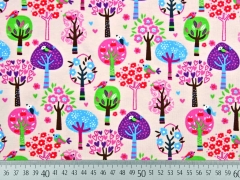 Restst�ck 81cm Bio-Jersey B�umen, hellbeige