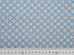 Baumwolle Little Darling bunte Punkte, petrol grau