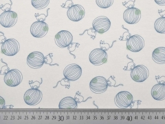 Jersey Katzen und B�lle, jeansblau/cremewei�