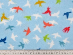 Fleece Schwalben, bunt auf hellblau