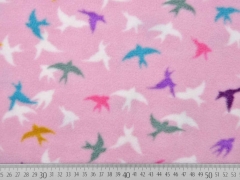 Fleece Schwalben, bunt auf rosa