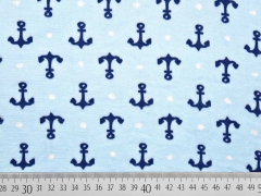 Musselin Double Gauze Anker, dunkelblau/hellblau