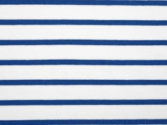 French Terry Streifen, mittelblau auf wei�