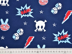 RESTST�CK 37 cm Jersey Totenk�pfe und Patches, dunkelblau