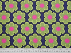 RESTST�CK 66 cm Bio-Jacquard Hamburger Liebe Blumen, gr�n navy