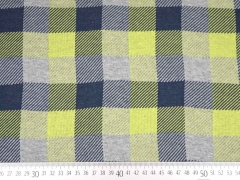 Bio-Jacquard Hamburger Liebe gro�es Karo, dunkelblau/limone