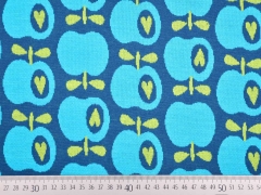 Bio-Jacquard Hamburger Liebe �pfel, t�rkis jeansblau