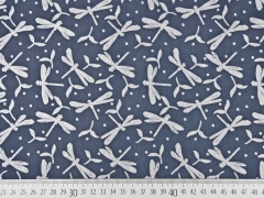 Baumwollstoff (Bio) Voile Glitzer Libellen C.Pauli, grau